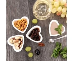 Snackkom Porceliano Užkandžių Dubenėliai 4 vnt. 35 ml Širdies Forma