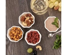Snackkom porcelianinės lėkštutės 4 vnt, 50 ml, baltos