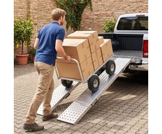 Užvažiavimo rampos, sulankstomos su rankenomis, sidabrinės, 180 × 25,5 × 6,5 cm, 2 vnt.