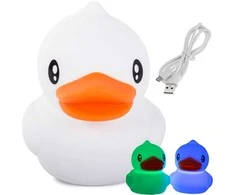 Vaikiška LED naktinė lempa antis su RGB ir USB įkrovimu