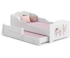 Luco Dvivietė lova Anna su stalčiumi ir čiužiniais 160x80 Balerina ir vienaragis
