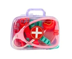 Lean Toys Vaikiška medicininė pirmosios pagalbos priemonių rinkinys rožiniame lagaminėlyje