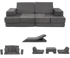 Vaikiška modulinė sofa tamsiai pilka 12 vnt.