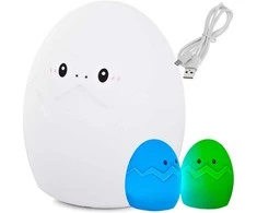 Vaikiška naktinė lempa LED kiaušinis RGB su USB