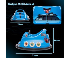 AIYAPLAY 12V vaikiškas elektromobilis-bumberis su 2,4 G nuotolinio valdymo pulteliu, elektrinis buferinis automobilis su muzika ir šviesomis, 1,5–3 km/h, 360° besisukantis vaikiškas elektromobilis, 3–5 metų vaikams, mėlynas