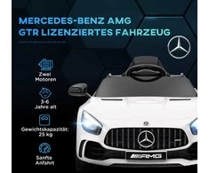 AIYAPLAY vaikiškas elektromobilis, 12 V, su 2,4 G nuotolinio valdymo pultu, USB, MP3, muzika, su žibintais, sklandžiu startu, atbulinės eigos funkcija, 3-5 km/h, 3-6 metų vaikams, baltas