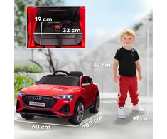 HOMCOM vaikiškas elektromobilis su nuotolinio valdymo pulteliu, saugos diržu ir muzika, 3–5 metų vaikams, 3–5 km/val., raudonas