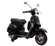 Vaikiškas elektrinis motociklas Vespa PX150 su ličio akumuliatoriumi, juodas, 107 × 51 × 80 cm