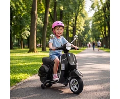 Vaikiškas elektrinis motociklas Vespa PX150 su ličio akumuliatoriumi, juodas, 107 × 51 × 80 cm