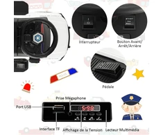 Vaikiškas elektrinis policijos automobilis baltas