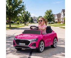 Vaikiškas elektromobilis Audi Q8 e-tron Sportback su nuotolinio valdymo pultu, rožinis, 98 × 49,5 × 43 cm