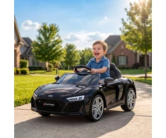 Vaikiškas elektromobilis Audi R8 Spyder su nuotolinio valdymo pultu, juodas, 107 × 58 × 44 cm