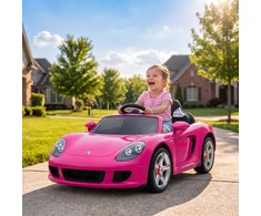Vaikiškas elektromobilis Porsche Carrera GT su nuotoliniu valdymu, rožinis/juodas, 111,1 × 59 × 45 cm