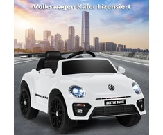 Vaikiškas elektromobilis Volkswagen Beetle su nuotoliniu valdymu, baltas, 94 × 55,5 × 47 cm