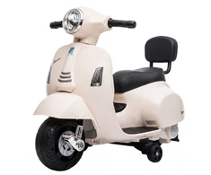 Vaikiškas elektromotociklas Mini Vespa GTS dizaino, su ličio akumuliatoriumi, baltas, 66,5 × 38 × 52 cm