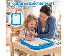 Vaikiškas piešimo stovas 4 viename, reguliuojamo aukščio, mėlynas, 50,8 × 35,6 × 72,4/87,6 cm