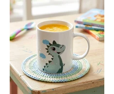 Vaikiškas porcelianinis puodelis su dinozaurų motyvu, įvairiaspalvis, 220 ml