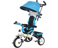 HOMCOM 6-in-1 triratukas su stūmimo rankena, vaikiškas triratukas su nuimamu stogeliu, dviratukas su 5 taškų saugos diržais, krepšeliu, gėrimų laikikliu, 1-5 metų vaikams, mėlynas