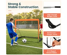 Vaikiški futbolo vartai su stiklo pluošto lankais, sulankstomi, oranžiniai, 120 × 96 × 96 cm, 2 vnt.