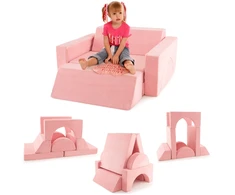 Vaikų modulinė sofa Pilka/Rožinė 8 vnt.