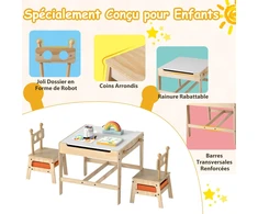 Vaikų stalas ir kėdės 60 x 60 x 49 cm 1 stalas, 2 kėdės, 2 dėžės