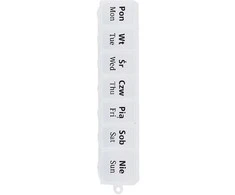 Vaistų dėžutė savaitinė, 15x3 cm, balta