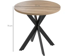 Apvalus valgomojo stalas 75 x 75 cm, modernus virtuvės stalas 2-4 asmenims, su voro formos koja, rudas