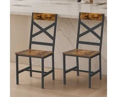 Songmics Valgomojo kėdės, 2 vnt., medinės ir plieninės, 43,4x43x95,5 cm
