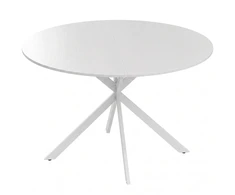 Valgomojo stalas, apvalus, su plieninėmis kojomis, baltas, Ø 120 × 75 cm