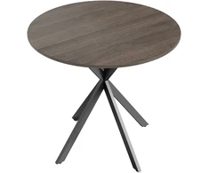 Valgomojo stalas su X formos kojomis, apvalus, rudas, Ø80 × 75 cm