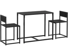 Valgomojo stalo komplektas, 3 dalių, juodas, 90 × 47 × 76 cm