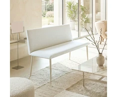 Valgomojo suolas su paminkštintu atlošu, kreminės baltos spalvos, 120 x 61,5 x 85 cm