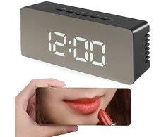 Veidrodinis LCD žadintuvas su termometru ir naktine lempute