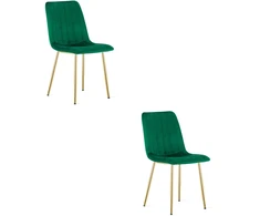 Velvetinė kėdė LAVA su auksinėmis metalinėmis kojomis, žalia, 86 cm, 2 vnt.