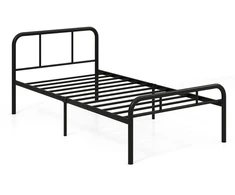 Viengulė metalinė lova su galvūgaliu ir kojūgaliu, juoda, 208 x 95 x 81 cm