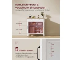 TV staliukas Songmics VASAGLE virtuvės spintelė su stalčiais ir durelėmis, debesų balta-medaus ruda