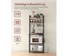 Songmics Vasagle Virtuvės lentyna su lizdais vintage ruda-juoda
