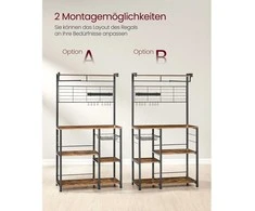 Songmics Vasagle Virtuvės lentyna su magnetine juostele peiliams ir 12 kabliukų vintage ruda-juoda