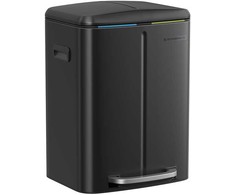 Songmics Virtuvės šiukšlių dėžė 2 x 20 l su rankenomis, juoda