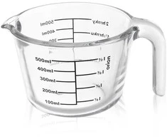 Virtuvinės svarstyklės Orion Stiklinis Matuoklis 500 ml - Ergonomiškas ir temperatūrai atsparus