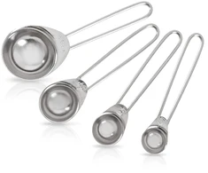 Virtuvinės svarstyklės Virtuvinių matavimo šaukštelių rinkinys, nerūdijančiojo plieno, sidabrinis, 11–13 cm, 4 vnt.