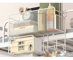Virtuvinis sieninis metalinis organizatorius su kabliukais, 25x37x13 cm