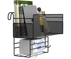 Virtuvinis sieninis metalinis organizatorius su kabliukais, 25x37x13 cm