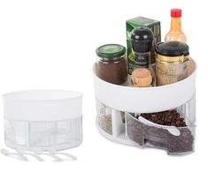 Rotating organiser for kitchen drawer container