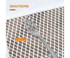HOMCOM virtuvinis vežimėlis, 3 aukštų metalinis vežimėlis su didele saugykla ir dangčiu, skirtas virtuvei ir biurui, plieno, baltas, 45x31x79,4 cm