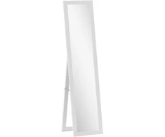 HOMCOM Pastatomas veidrodis, pilno kūno veidrodis su stovu, laisvai pastatomas sieninis veidrodis, 37 x 157 cm, baltas