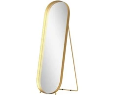 HOMCOM viso veidrodis 160 x 50 cm, išlenktas pastatomas veidrodis su metaliniu rėmu ir nedūžtančiu stiklu, sieninis veidrodis, skirtas statyti, atremti, veidrodis svetainei, miegamajam, prieškambariui, aukso spalvos