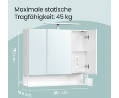 Songmics Vonios kambario spintelė su LED apšvietimu 16,6 x 90 cm