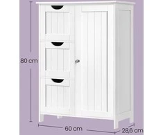 Songmics Vonios kambario spintelė VASAGLE su 3 stalčiais 30 x 60 x 81 cm