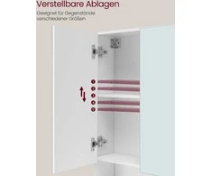 Songmics Vasagle Vonios spintelė su 3 durelėmis 16,5 x 90 x 75 cm debesų spalvos balta